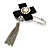Crystal Tassel Silk Bow Safety Pin Brooch (Silver Plated ) - view 5