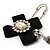 Crystal Tassel Silk Bow Safety Pin Brooch (Silver Plated ) - view 3