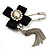 Crystal Tassel Silk Bow Safety Pin Brooch (Silver Plated ) - view 2