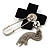 Crystal Tassel Silk Bow Safety Pin Brooch (Silver Plated ) - view 6