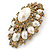 Oversized Vintage Corsage Imitation Pearl Brooch (Antique Gold) - view 12