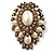 Oversized Vintage Corsage Imitation Pearl Brooch (Antique Gold) - view 10