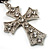 Medal Style Diamante Cross Charm Brooch (Silver Tone) - view 9