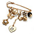 'Heart, Butterfly, Flower & Bead' Charm Safety Pin (Gold Tone) - view 2