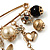 'Heart, Butterfly, Flower & Bead' Charm Safety Pin (Gold Tone) - view 6