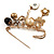 'Heart, Butterfly, Flower & Bead' Charm Safety Pin (Gold Tone) - view 8