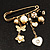 'Heart, Butterfly, Flower & Bead' Charm Safety Pin (Gold Tone) - view 3