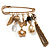'Tassel, Leaf, Butterfly, Flower & Bead' Charm Safety Pin (Gold Tone) - view 2
