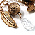 'Tassel, Leaf, Butterfly, Flower & Bead' Charm Safety Pin (Gold Tone) - view 5