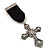 Vintage Crystal Cross Charm Brooch (Antique Silver Tone) - view 2