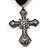 Vintage Crystal Cross Charm Brooch (Antique Silver Tone) - view 3