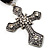 Vintage Crystal Cross Charm Brooch (Antique Silver Tone) - view 4