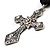 Vintage Crystal Cross Charm Brooch (Antique Silver Tone) - view 5