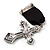 Vintage Crystal Cross Charm Brooch (Antique Silver Tone) - view 7