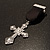 Vintage Crystal Cross Charm Brooch (Antique Silver Tone) - view 9