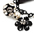 'Bow, Rose, Crystal Ball & Simulated Pearl Bead' Charm Black Tone Safety Pin Brooch (Catwalk - 2014) - view 5