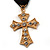 Medal Style Diamante Cross Charm Brooch (Gold Tone) - view 2