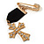 Medal Style Diamante Cross Charm Brooch (Gold Tone) - view 8