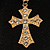 Medal Style Diamante Cross Charm Brooch (Gold Tone) - view 9