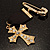 Medal Style Diamante Cross Charm Brooch (Gold Tone) - view 11