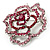 Stunning Pink Crystal Rose Brooch (Silver Tone) - view 17