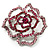 Stunning Pink Crystal Rose Brooch (Silver Tone) - view 10