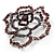 Stunning Purple Crystal Rose Brooch (Silver Tone) - view 6