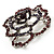 Stunning Purple Crystal Rose Brooch (Silver Tone) - view 7