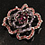 Stunning Purple Crystal Rose Brooch (Silver Tone) - view 2