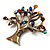 Vintage Multicoloured Tree Brooch (Bronze Tone) -7.5cm Length - view 10