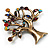Vintage Multicoloured Tree Brooch (Bronze Tone) -7.5cm Length - view 3