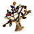 Vintage Multicoloured Tree Brooch (Bronze Tone) -7.5cm Length - view 8