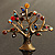 Vintage Multicoloured Tree Brooch (Bronze Tone) -7.5cm Length - view 2