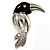 Rhodium Plated Crystal Parrot Brooch - view 5