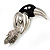 Rhodium Plated Crystal Parrot Brooch - view 2