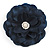 Large Navy Blue Crystal Satin Flower Brooch - view 2