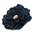 Large Navy Blue Crystal Satin Flower Brooch - view 5
