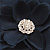 Large Navy Blue Crystal Satin Flower Brooch - view 6