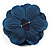 Large Navy Blue Crystal Satin Flower Brooch - view 4