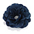 Large Navy Blue Crystal Satin Flower Brooch - view 9