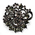 Ash Grey Diamante Corsage Brooch (Black Tone Metal) - view 13