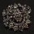 Ash Grey Diamante Corsage Brooch (Black Tone Metal) - view 3