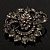 Ash Grey Diamante Corsage Brooch (Black Tone Metal) - view 6