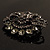 Ash Grey Diamante Corsage Brooch (Black Tone Metal) - view 12
