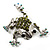 Olive Green Crystal 'Leaping Frog' (Silver Tone Metal) - view 4