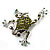 Olive Green Crystal 'Leaping Frog' (Silver Tone Metal) - view 5