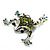 Olive Green Crystal 'Leaping Frog' (Silver Tone Metal) - view 6