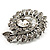 Oversized Clear Crystal Twirl Brooch/ Pendant (Antique Silver Metal Finish) - view 10