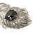 Large Swarovski Crystal Peacock Feather Silver Tone Brooch (Clear & Black) - 11.5cm Length - view 5