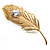 Large Swarovski Crystal Peacock Feather Gold Tone Brooch (Clear) - 11.5cm Length - view 8